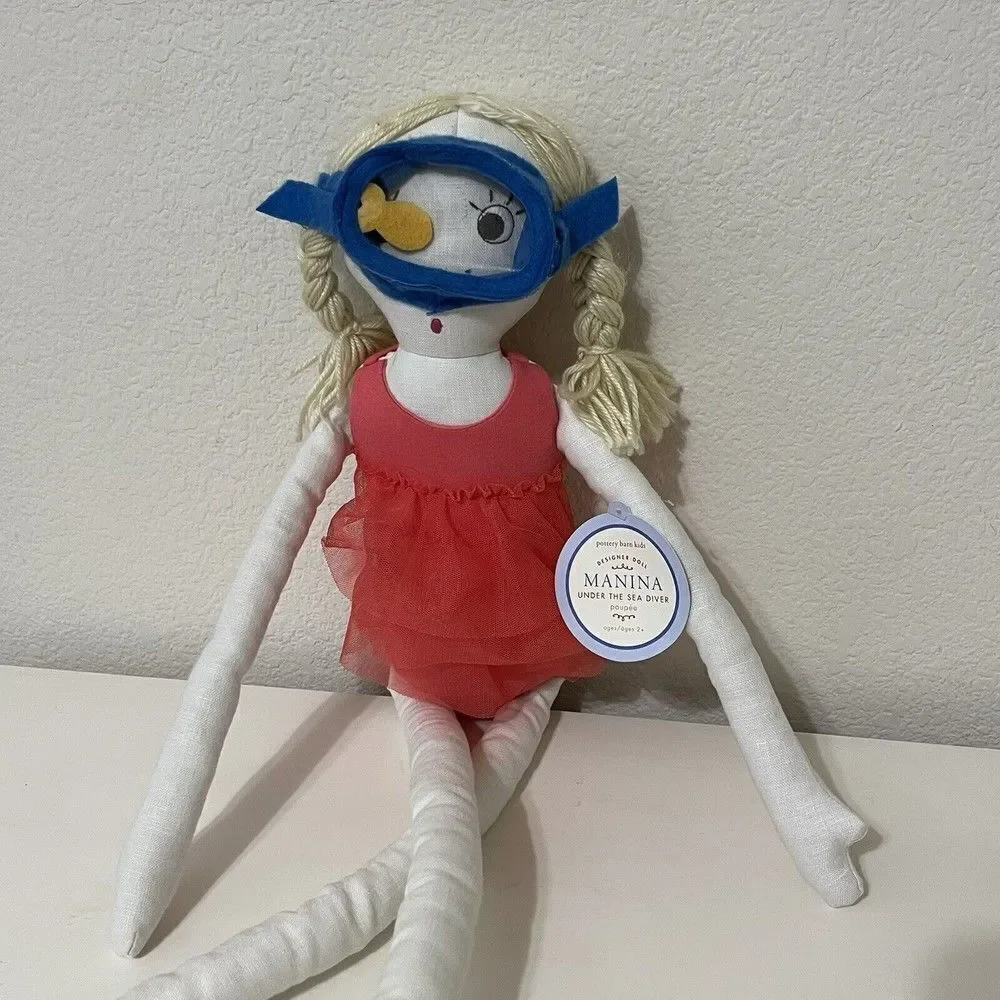 Pottery Barn Kids Designer Doll Manina Under the Sea Diver Snorkel Long Legs NWT